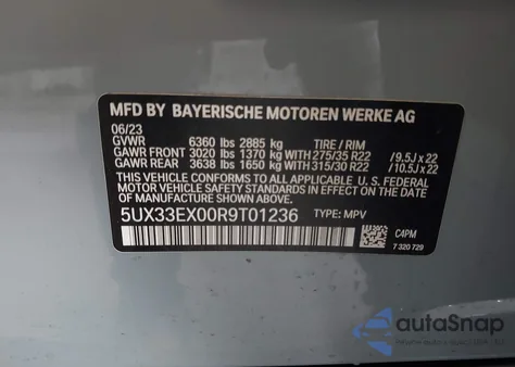 2024 BMW X6 xDrive40I z USA, uszkodzony, nr VIN 5UX33EX00R9T01236